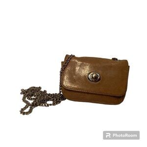 HOBO INTERNATIONAL BAG MINI TAUPE LEATHER LONG REMOVABLE SILVER CHAIN BELT LOOP